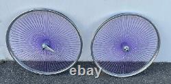 Beach Cruiser Lowrider 26x38mm Bicycle Wheelset Chrome with Gold 140 spokes