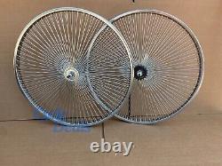 Bicycle 26 Steel Chrome Wheels 140 SPOKES Front/ Rear CRUISER LOWRIDER OG Bike