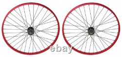 Bike 29 x 30mm Alloy Front & Rear 1 speed Free Wheel 36 Spoke 14G Red Red