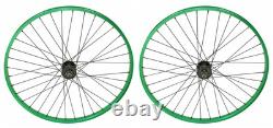 Bike 29 x 30mm Alloy Front wheel & Rear 1 speed Free Wheel 36 Spoke Green Green