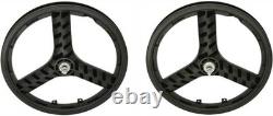 Bike Lowrider Black Plastic 20 3 Spoke Wheel Set. Front and Rear Free Wheel