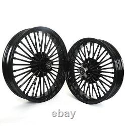 Black 21''x3.5 / 18''x3.5'' 36 Spokes Wheels Rims For Dyna Super Glide Low Rider