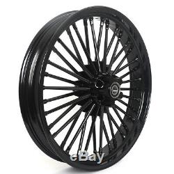 Black 36 Fat Spoke Wheel 21X3.5 & 16X3.5 Wheels Rim Set For Dyna Softail Touring