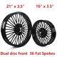 Black 36 Fat Spoke Wheel Front Dual 21x3.5 Rear 16x3.5 For Electra Glide Softail