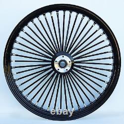 Black 48 King Spoke 23 x 3.5 DD Front & 18 x 5.5 Cush Rear Harley Touring