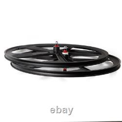 Black 700C Bicycle 5-Spoke Front+Rear Wheel Set Fit Tire Size 700x23c/25c/28c