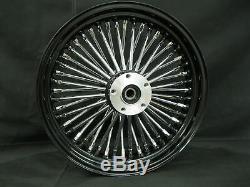 Black/Chrome 48 King Spoke 16x3.5 SD Front & 16x3.5 Rear Wheel Set for Harley