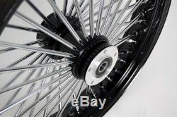 Black/Chrome 48 King Spoke 21x3.5 SD Front & 16x3.5 Rear Wheel Set for Harley