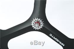 Black Matte 700c Tri Spoke Fixed Gear Single Speed Bike Front Rear Mag Wheel Set