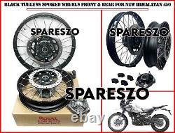 Black Tubeless Spoked Wheels Front & Rear Fit For Royal Enfield Himalayan 450