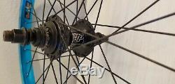 Blue ano 36 spoke DK BMX 20 wheel set 14mm rear axle 3/8 front nice used wheels