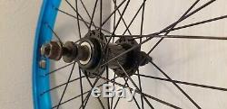 Blue ano 36 spoke DK BMX 20 wheel set 14mm rear axle 3/8 front nice used wheels