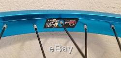 Blue ano 36 spoke DK BMX 20 wheel set 14mm rear axle 3/8 front nice used wheels