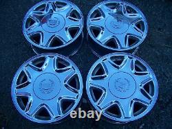 CADILLAC ELDORADO DEVILLE SEVILLE OEM 16 x 7 CHROME 7 SPOKE WHEELS RIMS SET