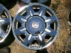 CADILLAC ELDORADO DEVILLE SEVILLE OEM 16 x 7 CHROME 8 SPOKE WHEELS RIMS SET