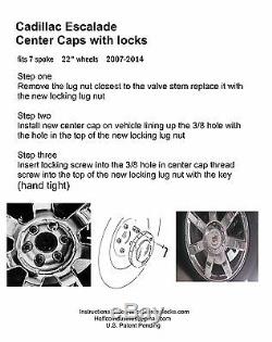 Cadillac Escalade OEM Center Caps with locks 7spoke wheels (Centercaplocks. Com)