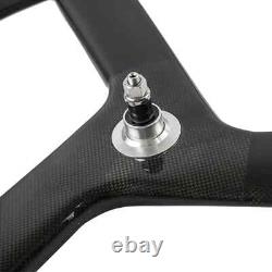 Carbon Fiber Bicycle Wheelset Tri Spoke Front Rear Road / Track Bike Wheels