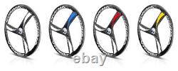 Carbon Fiber Bicycle Wheelset Tri Spoke Front Rear Road / Track Bike Wheels