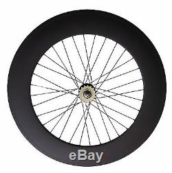 Carbon Tri Spoke Front Wheel 88mm clincher Rear wheel road/track bike Wheels