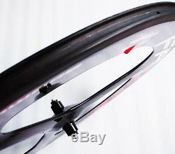 Carbon Tri Spoke Front Wheel 88mm clincher Rear wheel road/track bike Wheels