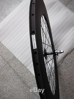 Carbon Tri Spoke Front Wheel 88mm clincher Rear wheel road/track bike Wheels