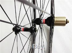 Carbon Tri Spoke Front Wheel 88mm clincher Rear wheel road/track bike Wheels