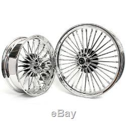 Chrom Front Rear Cast Wheels Dual Disc Fat Spoke Touring Softail Sportster 21/18