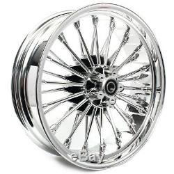 Chrom Front Rear Cast Wheels Dual Disc Fat Spoke Touring Softail Sportster 21/18