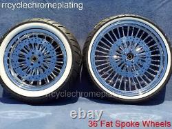 Chrome 36 Fat Spoke Wheels 21F 16R Rotors Tires Harley Touring 09-23 Road Glide