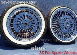 Chrome 36 Fat Spoke Wheels 21F 16 Rear Set Tires Harley Touring 09-20 Road King