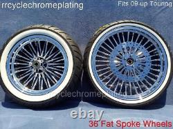 Chrome 36 Fat Spoke Wheels 21F 16 Rear Set Tires Harley Touring 09-21 Road Glide