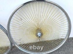 Chrome Bicycle 26 Steel Wheelset 140 Gold Spokes Lowrider Cruiser Bikes