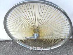 Chrome Bicycle 26 Steel Wheelset 140 Gold Spokes Lowrider Cruiser Bikes