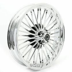 Chrome Fat Spoke Front Rear Wheel Rim Dyna Softail Touring 21 x 2.15 &18 x 3.5