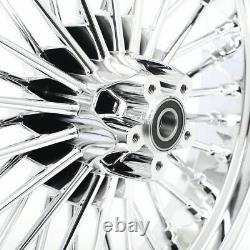 Chrome Fat Spoke Front Rear Wheel Rim Dyna Softail Touring 21 x 2.15 &18 x 3.5