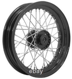 Classic Style SPOOL Wheel 40 Spoke 16 x 3 Black Hub & Rim Chrome Spokes