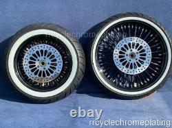 DNA Mammoth 52 Black Spoke Front Rear Wheels Tire Harley Touring 9-22 Road Glide