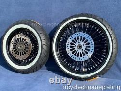 DNA Mammoth 52 Black Spoke Front Rear Wheels Tire Harley Touring 9-22 Road Glide