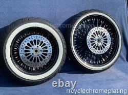 DNA Mammoth 52 Black Spoke Front Rear Wheels Tire Harley Touring 9-22 Road Glide