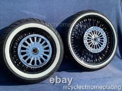 DNA Mammoth 52 Black Spoke Front Rear Wheels Tire Harley Touring 9-22 Road Glide