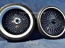 DNA Mammoth 52 Spoke Black Wheels 2 Rotor Tire Harley 08-21 Softail Deluxe FLSTN