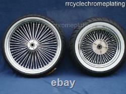 DNA Mammoth 52 Spoke Chrome Rim Hub Wheel Package Set Tires Harley Touring 09-21