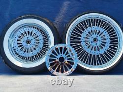 DNA Mammoth 52 Spoke Chrome Wheels 2 Rotors Pulley Tire Harley 08-21 Deluxe