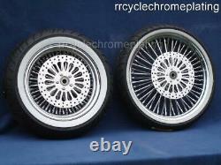 DNA Mammoth 52 Spoke Chrome Wheels 2 Rotors Tires 00-07 Harley Heritage Deluxe