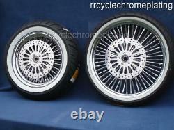 DNA Mammoth 52 Spoke Chrome Wheels 2 Rotors Tires Harley Softail 08-21 Heritage