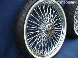 DNA Mammoth 52 Spoke Chrome Wheels 2 Rotors Tires Harley Softail 08-21 Heritage