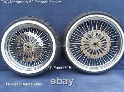 DNA Mammoth 52 Spoke Chrome Wheels Tires 2 Rotors Harley Softail Heritage 08-23