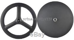 Disc Wheels Front Tri Spoke and Rear Disk Wheelset 700C Clincher Plane Wheels