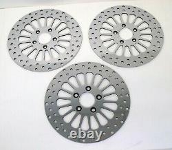 Dna Dual Disc Front & Rear Spoke 11.8 Polished Brake Rotors Harley 08-22 Touring