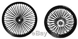 Fat Spoke 21 Front & 16 Rear Wheel Set Black Harley Dyna Wide Glide Fxdwg